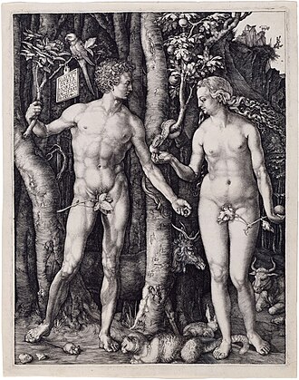 Albrecht Dürer — Adam et Ève (1504), gravure